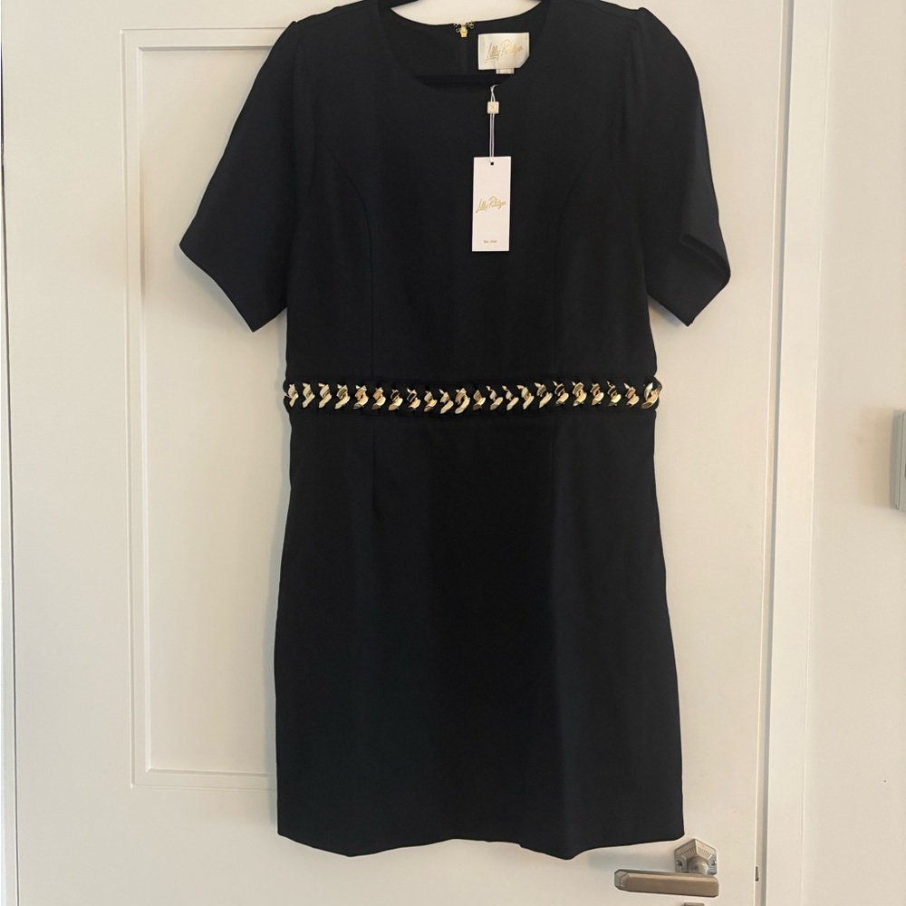NWT Lilly Pulitzer Black Dress with Gold Accents